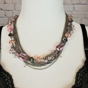 𝅺SILVER Chain and Stone Layered Necklace
